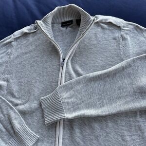 DKNY‎ Jeans Men's XL Full Zip Sweater Jacket Gray Cotton Ribbed Knit Casual